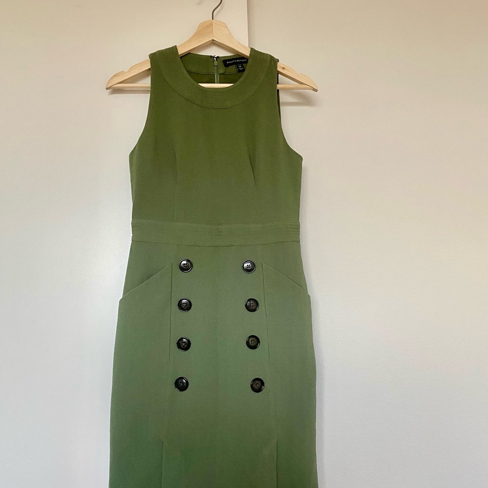Banana Republic Olive Green Sleeveless Midi Dress